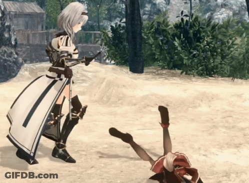 A Video Game Character Standing Next To Another Character GIF