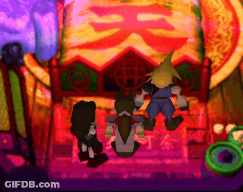 A Video Game Character Stands In Front Of A Large Red Sign With Chinese Characters GIF