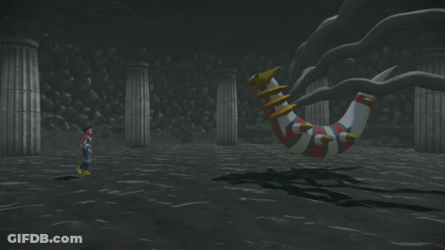 A Video Game Character Stands In Front Of A Large Snake GIF