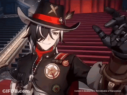 Video Game Character Wearing Cowboy Hat With Red Band GIF