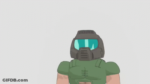 A Video Game Character Wearing A Helmet With A Reflection Of A Fire GIF