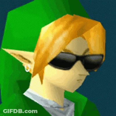 A Video Game Character Wearing Sunglasses And A Green Jacket GIF