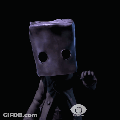 A Video Game Character With A Bag On His Head And A Faze Clan Logo In The Corner GIF