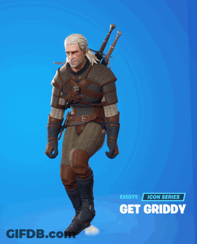 A Video Game Character With A Beard And Two Swords Is Called Get Griddy GIF