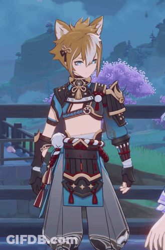 A Video Game Character With A Cat Ear And A Sword GIF