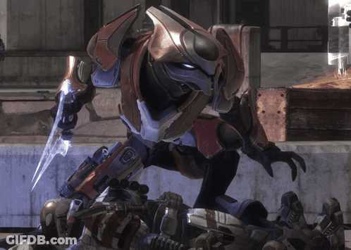 A Video Game Character With A Sword And The Letter C On His Arm GIF
