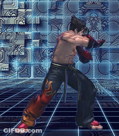 A Video Game Character With Flames On The Pants GIF