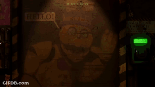 A Video Game Character With Glowing Eyes Is Looking At The Camera GIF