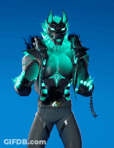 A Video Game Character With Glowing Green Fur And A Sword GIF