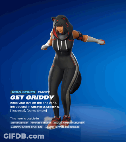 A Video Game Character With The Name Get Griddy On The Screen GIF