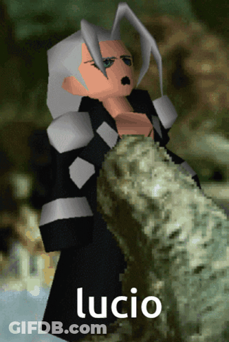 A Video Game Character With The Name Lucio On The Bottom Right GIF
