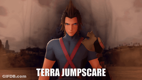 A Video Game Character With The Name Terra Jumpscare GIF