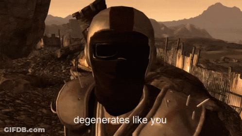 A Video Game Character With The Words Degenerates Like You On The Bottom Right GIF