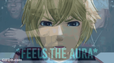 A Video Game Character With The Words Feels The Aura On The Bottom GIF