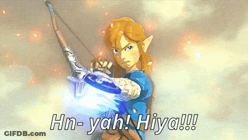 A Video Game Character With The Words Hn-Yah Hiya GIF