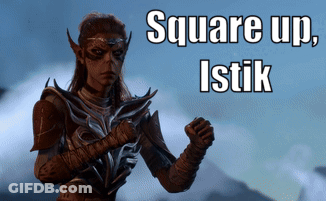 A Video Game Character With The Words Square Up Istik On The Top GIF