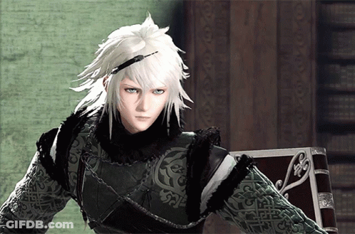 A Video Game Character With White Hair And A Book In His Hand GIF