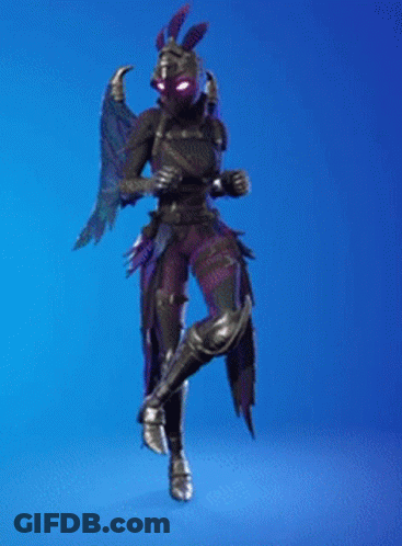 A Video Game Character With Wings And Bunny Ears Is Standing On A Blue Surface . GIF