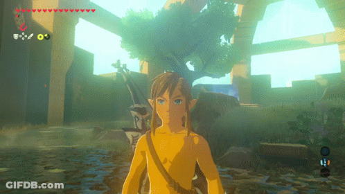 A Video Game Character Without A Shirt Is Standing In A Body Of Water GIF