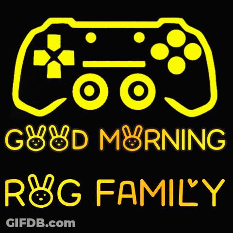 A Video Game Controller With The Words Good Morning Rog Family GIF