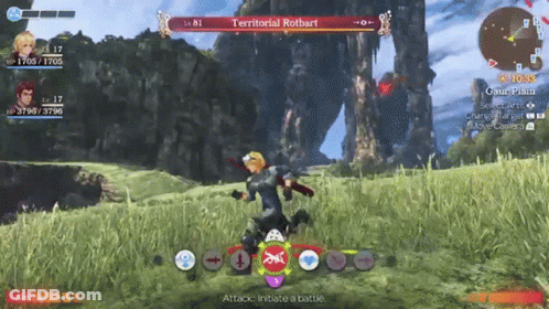 A Video Game Is Being Played And The Character Is Fighting A Monster Called Territorial Rotbart GIF