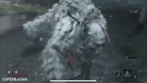 A Video Game Is Being Played And The Player Is Fighting A Monster Named Guardian Ape GIF