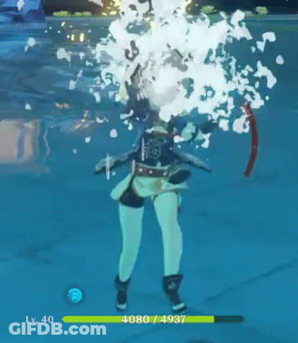 A Video Game Is Being Played In A Pool Of Water With Bubbles Coming Out Of It GIF