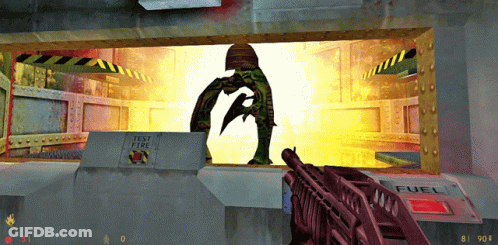 A Video Game Is Being Played With A Test Fire Sign GIF