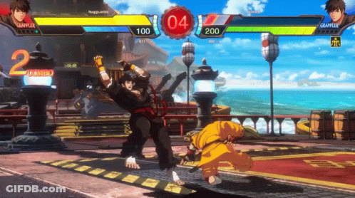 A Video Game Is Being Played With Two Fighters And The Score Is 04 GIF