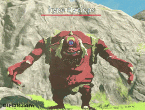 A Video Game Monster Named Hyperlyclops Stands In Front Of A Mountain GIF