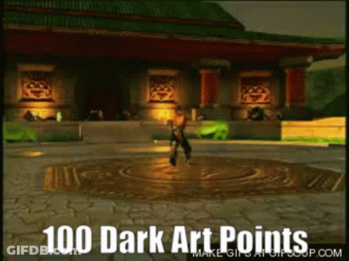 A Video Game Says 100 Dark Art Points On The Screen GIF