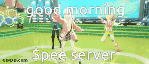 A Video Game Says Good Morning Spee Server In White Letters GIF