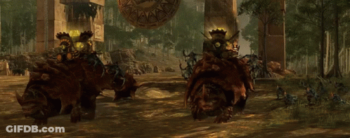 A Video Game Scene Shows A Group Of Monsters Riding On Their Backs GIF