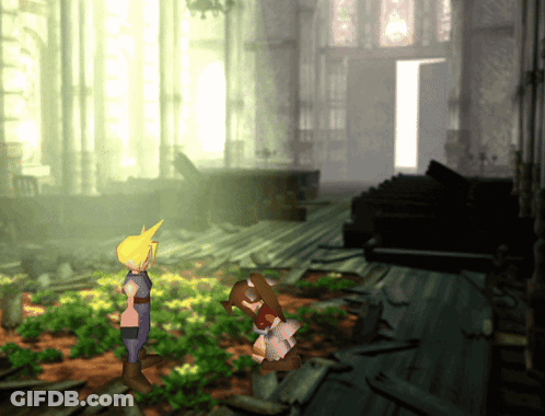 A Video Game Scene Shows A Man And A Woman Standing Next To Each Other GIF