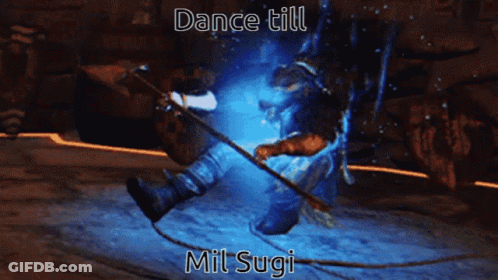 A Video Game Scene That Says Dance Till Mil Sugi On It GIF