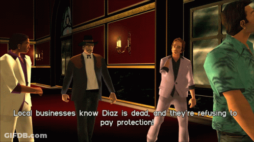 A Video Game Scene Where Diaz Is Dead And They Are Refusing To Pay Protection GIF