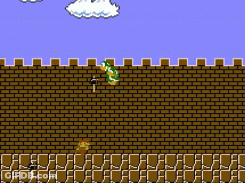 A Video Game Scene With A Brick Wall And A Snake GIF