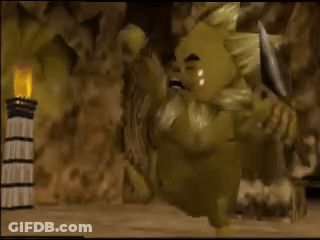 A Video Game Scene With A Monster And A Torch GIF
