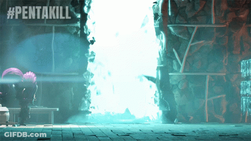 A Video Game Scene With A #Pentakill Hashtag GIF