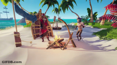 A Video Game Scene With A Pirate And A Zombie GIF