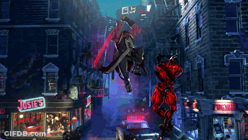 A Video Game Scene With A Store Called Josie 'S In The Foreground GIF