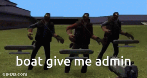 A Video Game Scene With The Words Boat Give Me Admin Written On The Bottom GIF