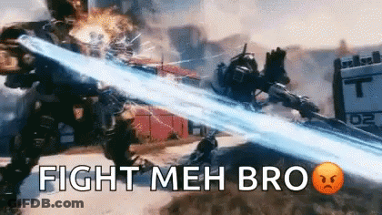 A Video Game Scene With The Words Fight Meh Bro Written On It GIF