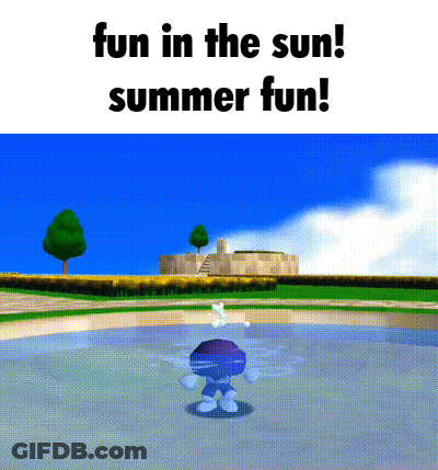 A Video Game Scene With The Words Fun In The Sun Summer Fun Written On It GIF