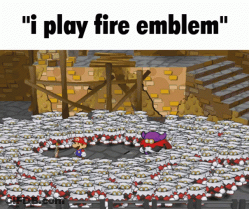 A Video Game Scene With The Words " I Play Fire Emblem " On The Bottom GIF
