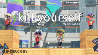 A Video Game Scene With The Words Kill Yourself In White Letters GIF