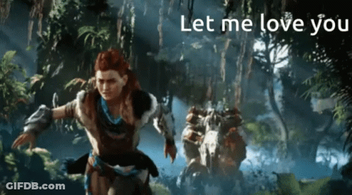 A Video Game Scene With The Words Let Me Love You Above It GIF
