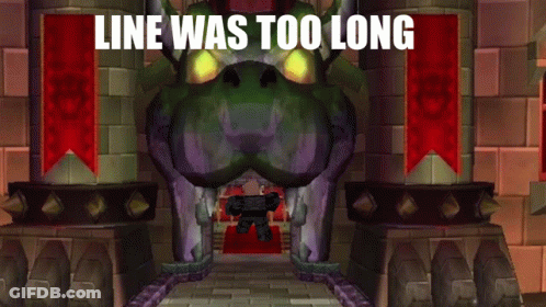 A Video Game Scene With The Words Line Was Too Long At The Top GIF