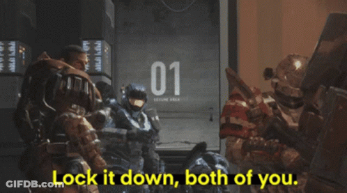 A Video Game Scene With The Words Lock It Down Both Of You On The Bottom GIF