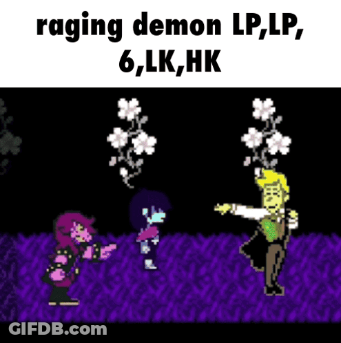 A Video Game Scene With The Words Raging Demon Lp Lp , 6 , Lk , Hk GIF